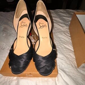 Christian Louboutin Black Satin Heels